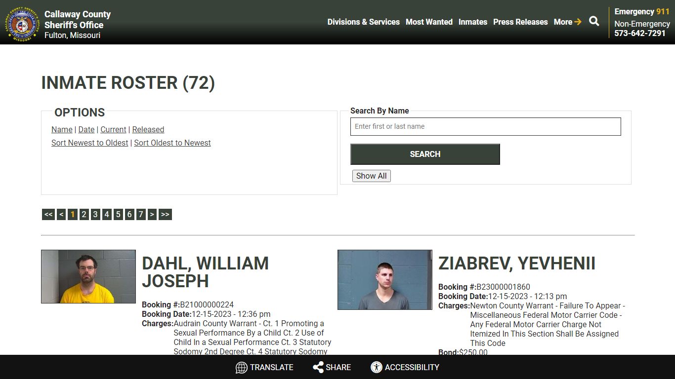 Inmate Roster - Callaway County Sheriff's Office, Missouri